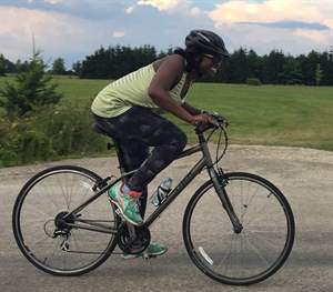 Shuchanna on her trusty bike